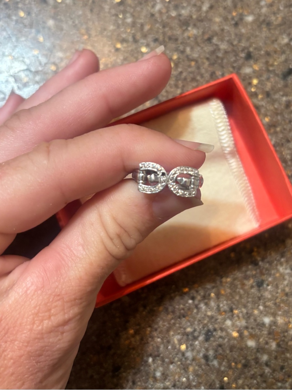 Double horse shoe white gold and diamond custom ring